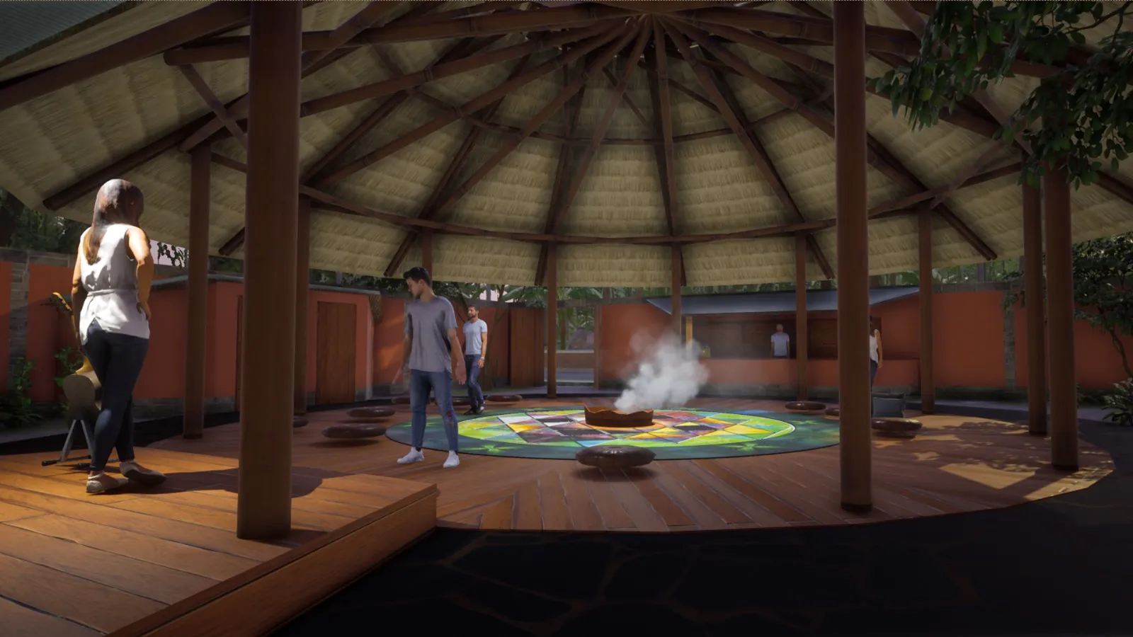 Courtyard gathering space with natural lighting