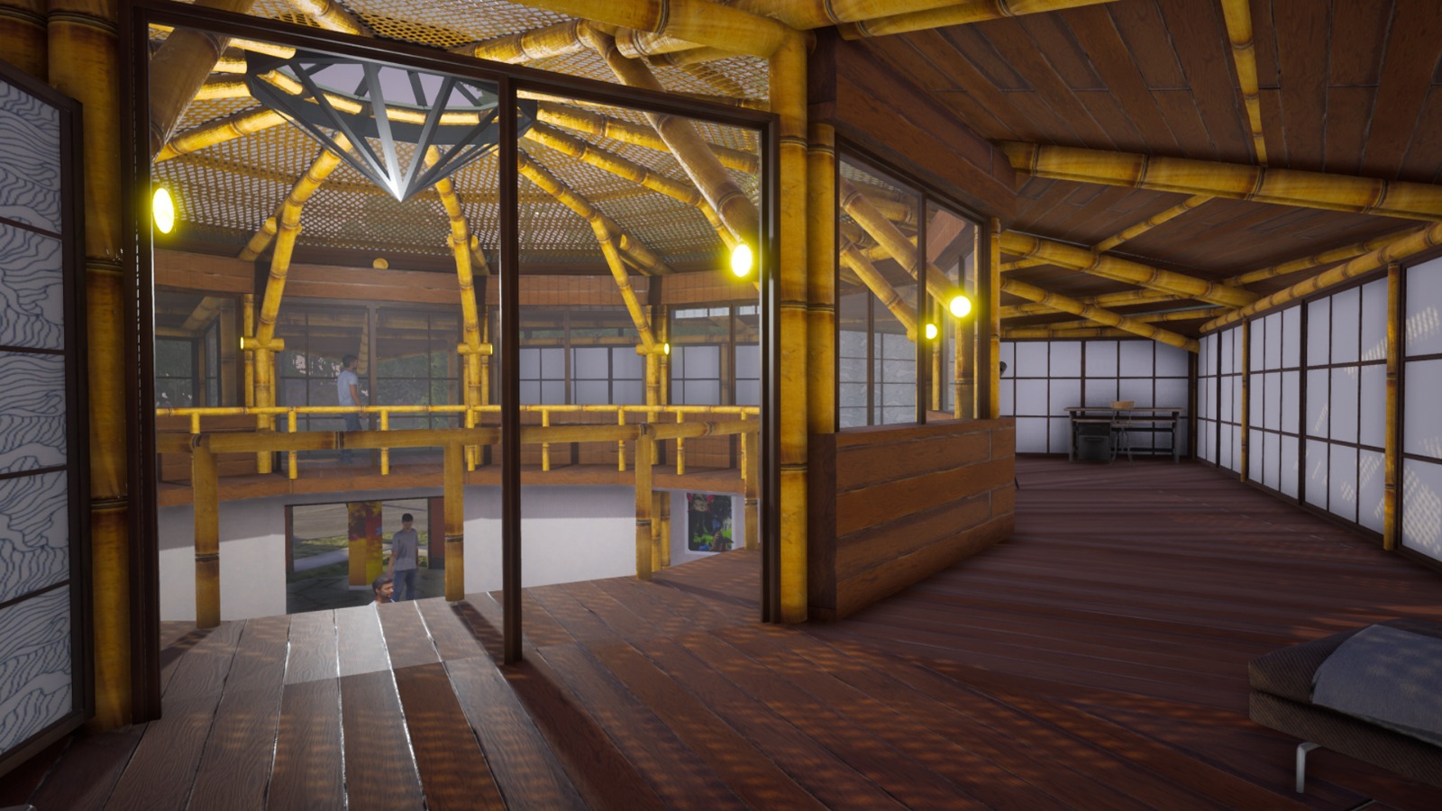 Entrance walkway surrounded by lush greenery