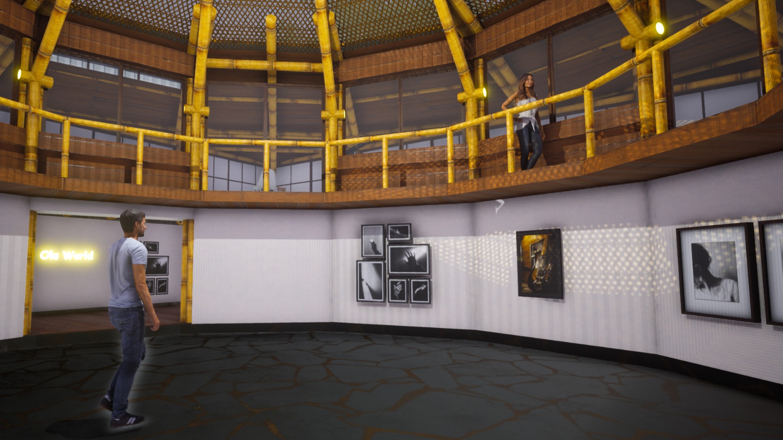 Open-air studio space with lake views